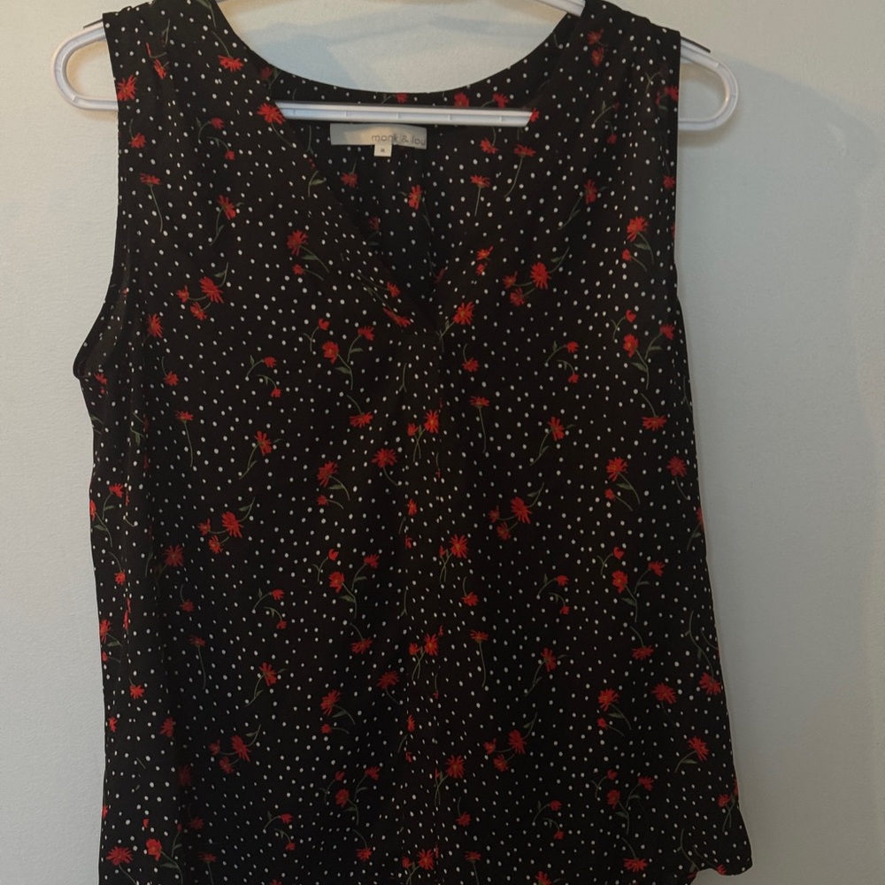Monk & Lou - Floral Sleeveless Black Top
